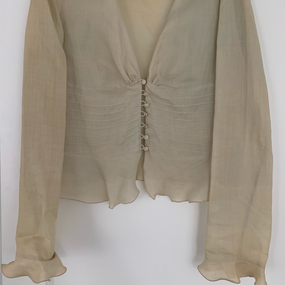 Giorgio Armani Rami cotton, size 48 (US 12/14) cream blouson. Made in Italy